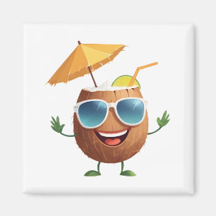 Aimant Fun de noix de coco Vacances joyeuses Fête de Bois