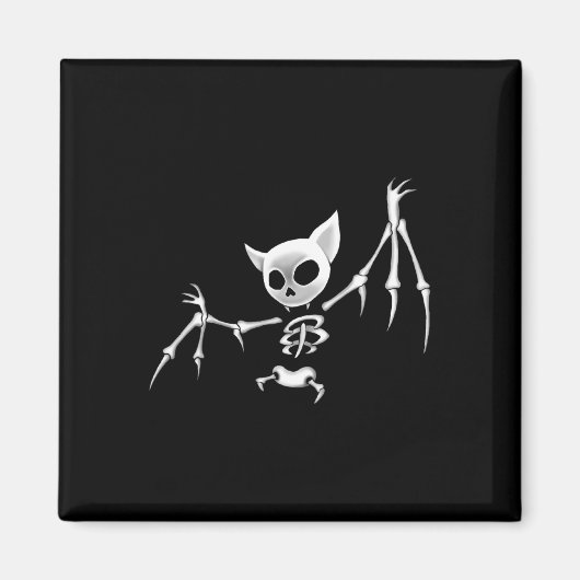 Aimant Fun Effrayant Flying Dark Skeleton Bat Halloween C (Devant)