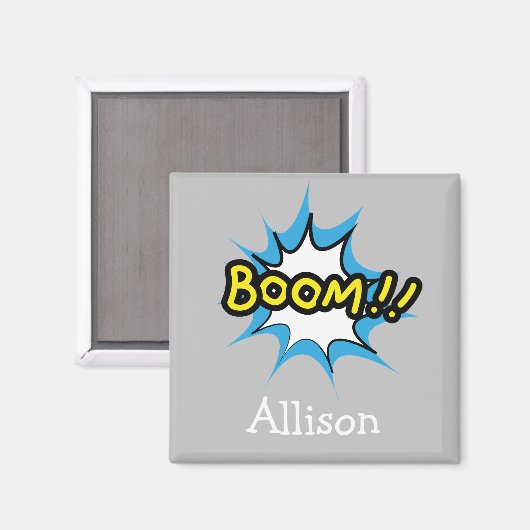 Aimant Fun Grey Boom Comic Thème de livre (Recto/Verso)