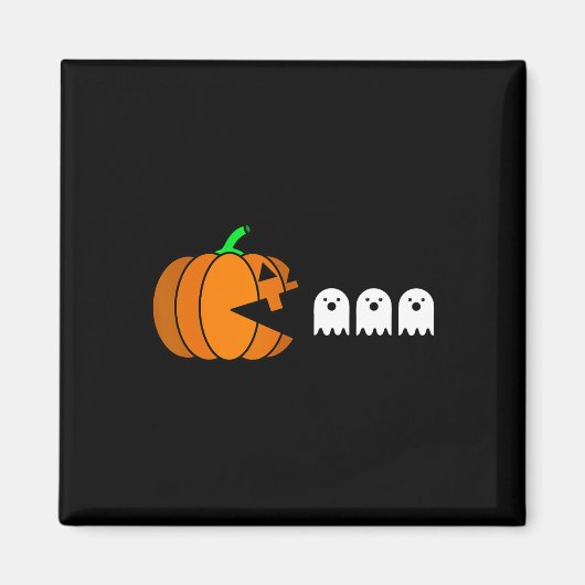 Aimant Fun Halloween Citrouille manger Ghost (Devant)