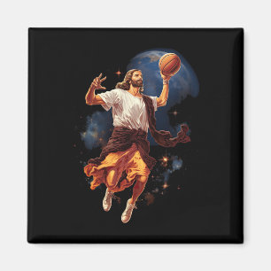 Aimant Fun Jesus Jouer Basketball
