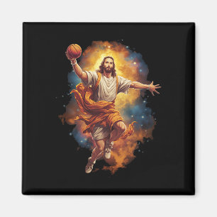 Aimant Fun Jesus Jouer Basketball 1