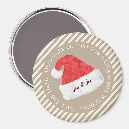 Aimant Fun Mariage de Noël moderne avec Red Santa Hat (Recto/Verso)