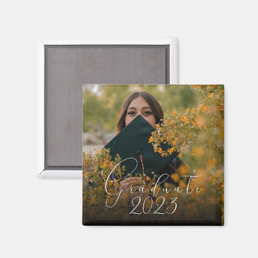 Aimant Fun Modern Script Photo Graduation Faire-part (Recto/Verso)