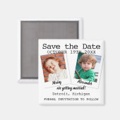 Aimant Fun Moderne Enfance Photos Mariage Enregistrer La  (Recto/Verso)