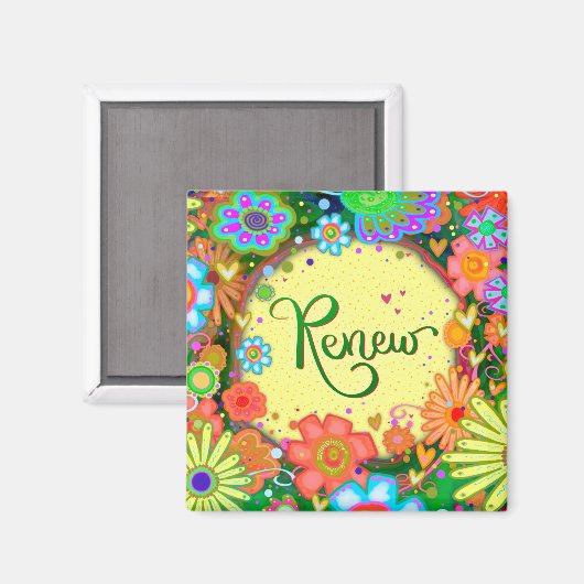 Aimant Fun Renouveler Joli Floral Moderne Inspirivé (Recto/Verso)