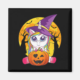 Aimant Fun Retro Halloween Cadeaux Cute Witchy Unicorn Gi