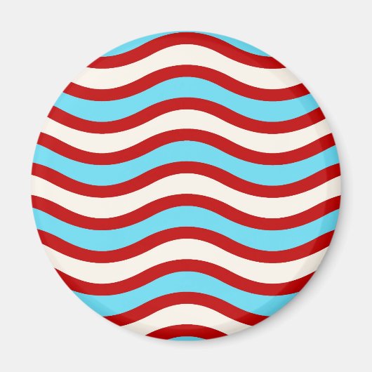 Aimant Fun Rouge Turquoise Turquoise Blanc Lignes Wavy St (Devant)