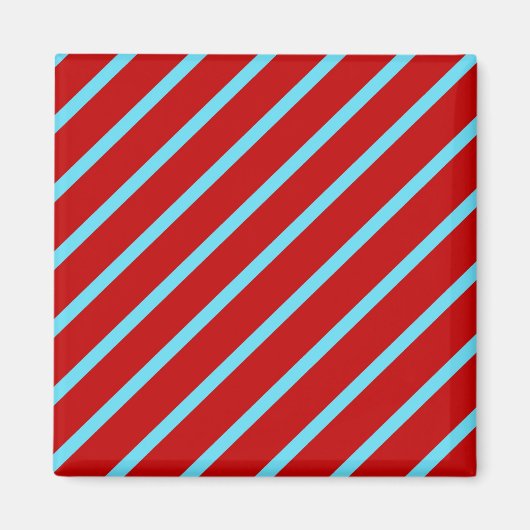 Aimant Fun Turquoise Turquoise Red Diagonal Stripes Cadea (Devant)