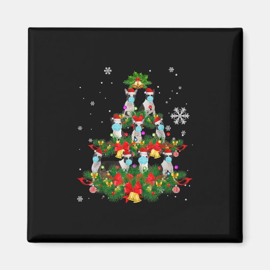 Aimant Funky Boston Terrier Noël Arbre Chien Masque de No (Devant)