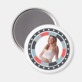 Aimant Funky Circle frame2 - gris et rouge sur blanc (Recto/Verso)