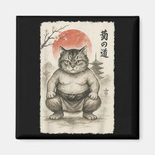 Aimant Funky Fat Cat Sumo Wrestler Sumi-e Art Japonais An