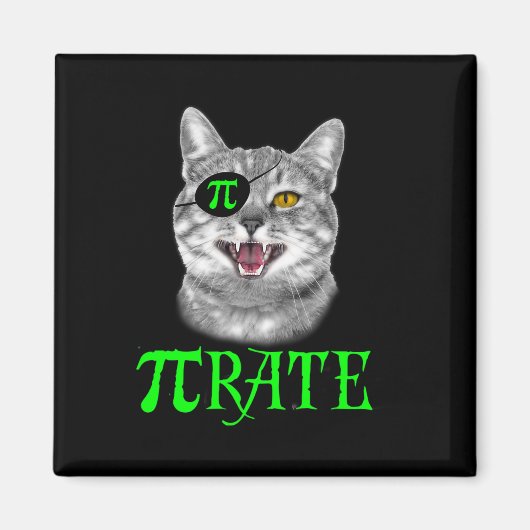 Aimant Funky Pi Day Math Science Chat Pirate Couleur (Devant)
