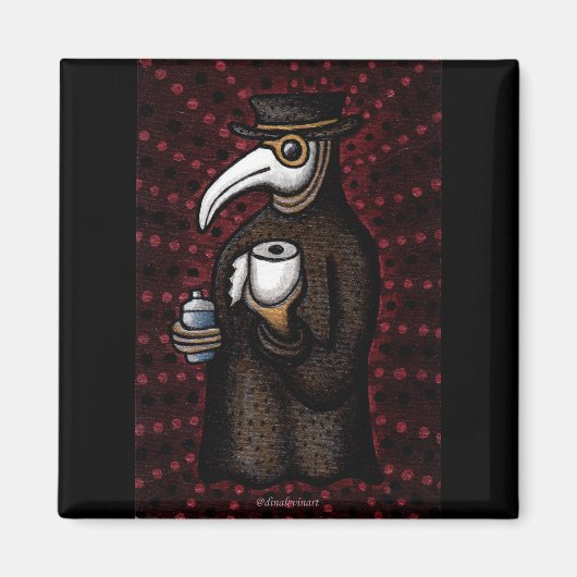 Aimant Funky Plague Doctor avec papier toilette (Devant)