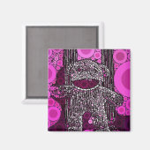 Aimant Funky Sock Monkey Circles Bubbles Pop Art (Recto/Verso)