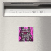 Aimant Funky Sock Monkey Circles Bubbles Pop Art (In Situ (Lave-vaisselle))