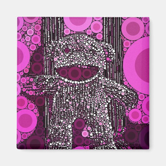 Aimant Funky Sock Monkey Circles Bubbles Pop Art (Devant)