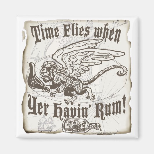 Aimant Funky Time Flies quand il a du rhum (Devant)