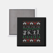 Aimant Funky Vacances de Noël de volley-ball (Recto/Verso)