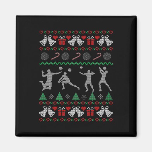 Aimant Funky Vacances de Noël de volley-ball (Devant)