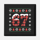 Aimant Funny 67 Buffalo Plaid Christmas Snow Ugly Sweater (Devant)