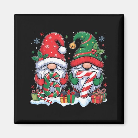 Aimant Funny 67 Christmas Pajamas Six Seven Meme 67 Gnome (Devant)