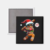 Aimant Funny 67 Gingerbread Man Playing Baseball Christma (Recto/Verso)