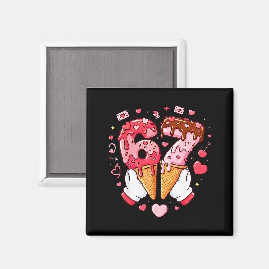 Aimant Funny 67 Meme Six Seven Ice Cream Matching Couples (Recto/Verso)