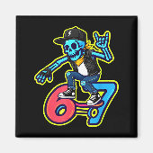 Aimant Funny 67 Skeleton Skater Meme Retro Skateboarding (Devant)