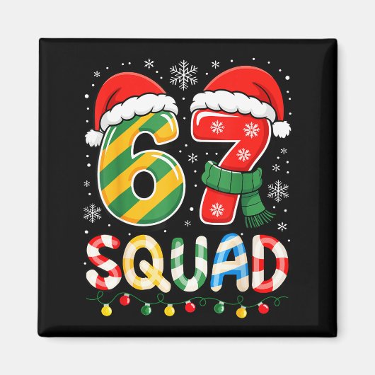 Aimant Funny 67 Squad Candy Cane Santa Hat Christmas Men  (Devant)