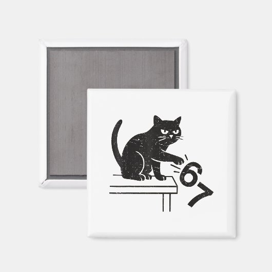 Aimant Funny 6 7 Meme Cat Knocking Off 67  (Recto/Verso)