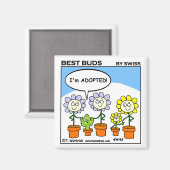 Aimant Funny Adopted Cactus and Flowers Cartoon Adoption (Recto/Verso)