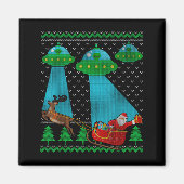 Aimant Funny Alien Ufo Santa Sleigh Ugly Christmas Sweate (Devant)