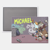 Aimant Funny Alley Cats Ajouter Le Nom Skateboard Graffit (Recto/Verso)