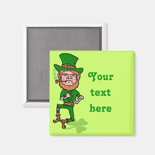 Aimant Funny Angry Lucky Irish Leprechaun (Recto/Verso)