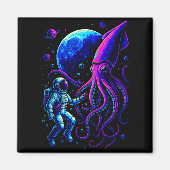 Aimant Funny Astronaut And Squid In Underwater Space With (Devant)