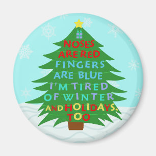 Aimant Funny Bah Humbug Poème de Noël