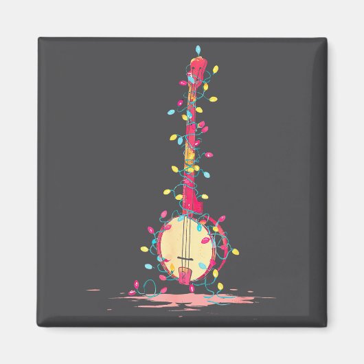 Aimant Funny Banjo Christmas Graphics Lights Lover Player (Devant)