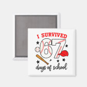 Aimant Funny Baseball I Survived 67 Days Of School Design (Recto/Verso)