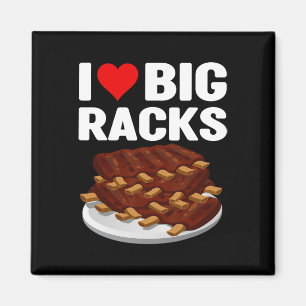 Aimant Funny Bbq J'aime Un Grand Rack Côtes De Coeur Roug