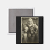 Aimant Funny Bigfoot, Alien, &amp; Yeti Sasquatch Rock On (Recto/Verso)
