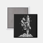 Aimant Funny Bigfoot Flying Into Space With Stars And Cos (Recto/Verso)