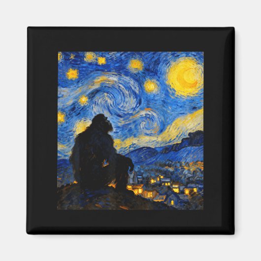 Aimant Funny Bigfoot Graphic Van Gogh Style Sasquatch Sta (Devant)