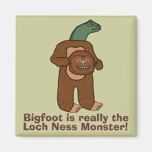 Aimant Funny Bigfoot Loch Ness Monster (Devant)