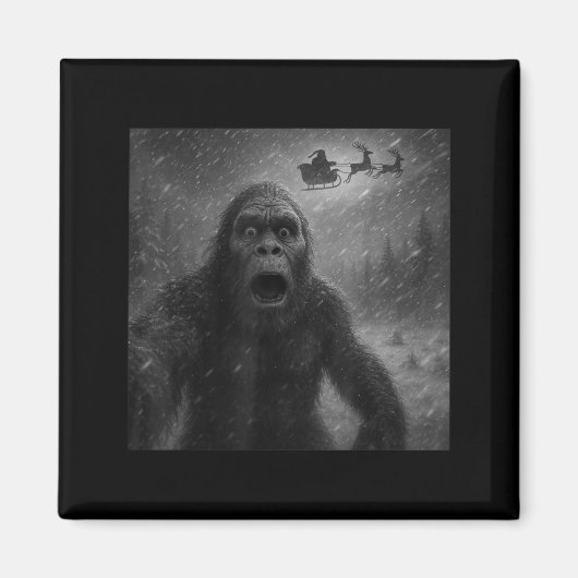 Aimant Funny Bigfoot Sasquatch Selfie Santa Claus Xmas Ch (Devant)