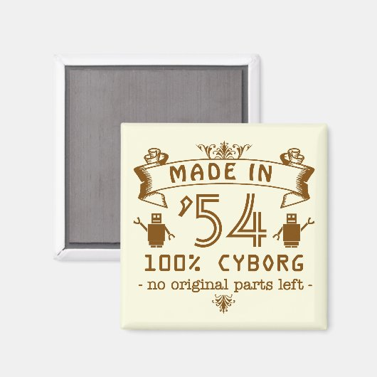 Aimant Funny Birthday Cyborg avec année personnalisable (Recto/Verso)