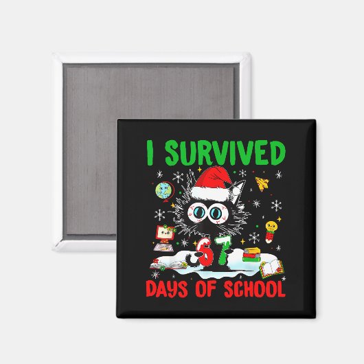 Aimant Funny Black Cat Christmas I Survived 67 Days Of Sc (Recto/Verso)