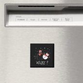 Aimant Funny Black Cat Pushing Snowman Christmas Winter C (In Situ (Lave-vaisselle))