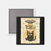 Aimant Funny Black Cat Ufo Ramen Alien Abduction Graphic (Recto/Verso)