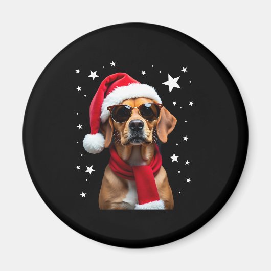 Aimant Funny Boxer Dog Christmas Lights Xmas Outfit Pajam (Devant)